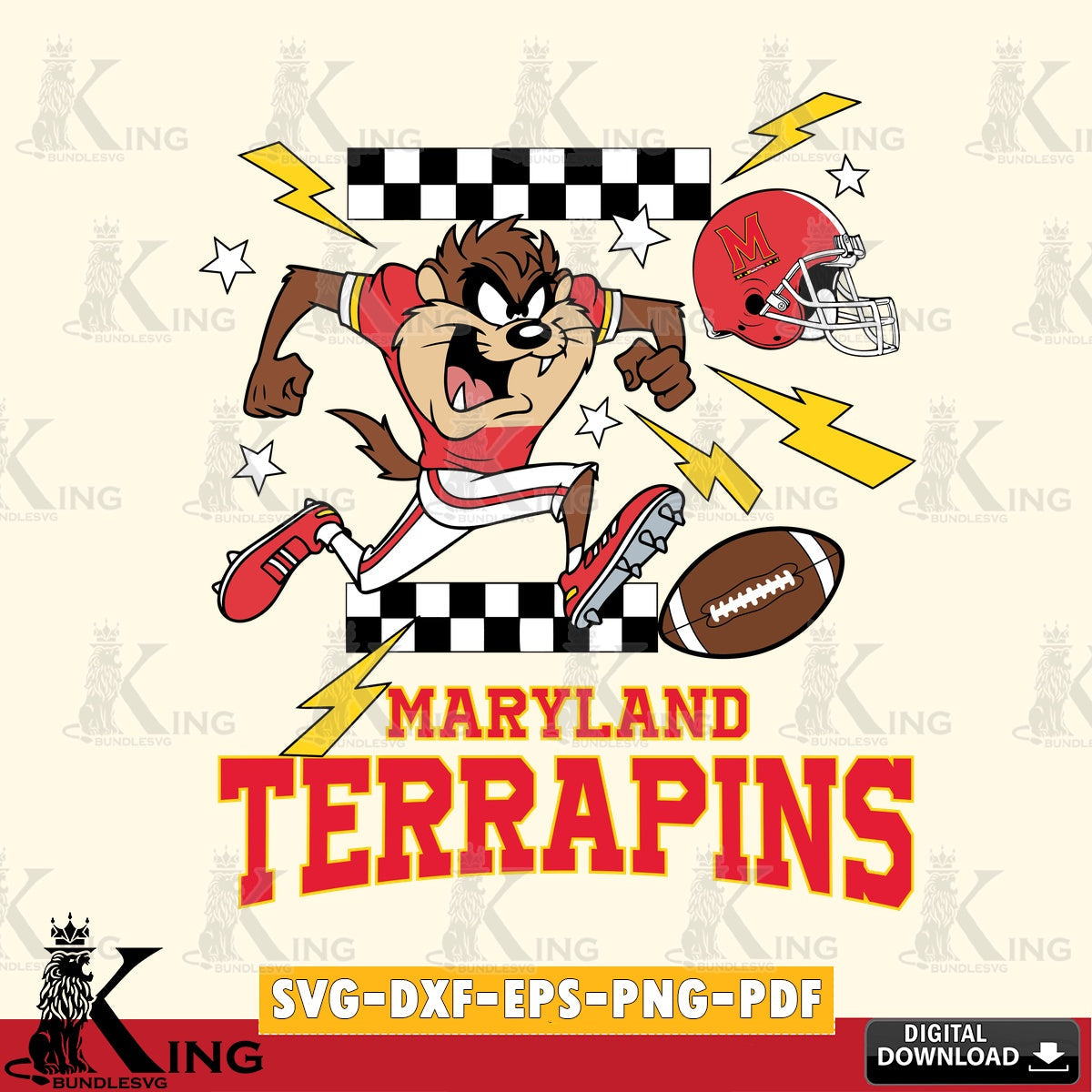 Maryland Terrapins Taz Football Lightning SVG file, Cut file , Digital Download , Instant Download, Taz svg, NCAA svg