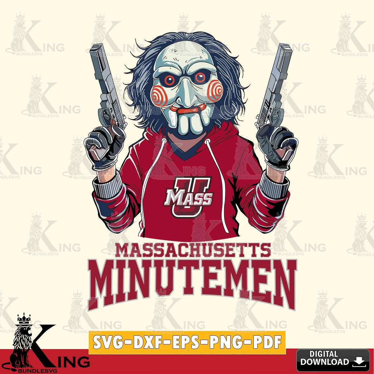 Mega bundle containing Massachusetts Minutemen Jigsaw Billy Football digital download for Cricut Maker and paper crafts