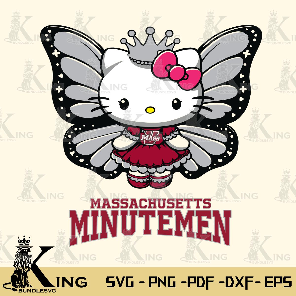Massachusetts Minutemen Kitty Wings & Flowers Svg Eps Dxf Png File, Digital Download