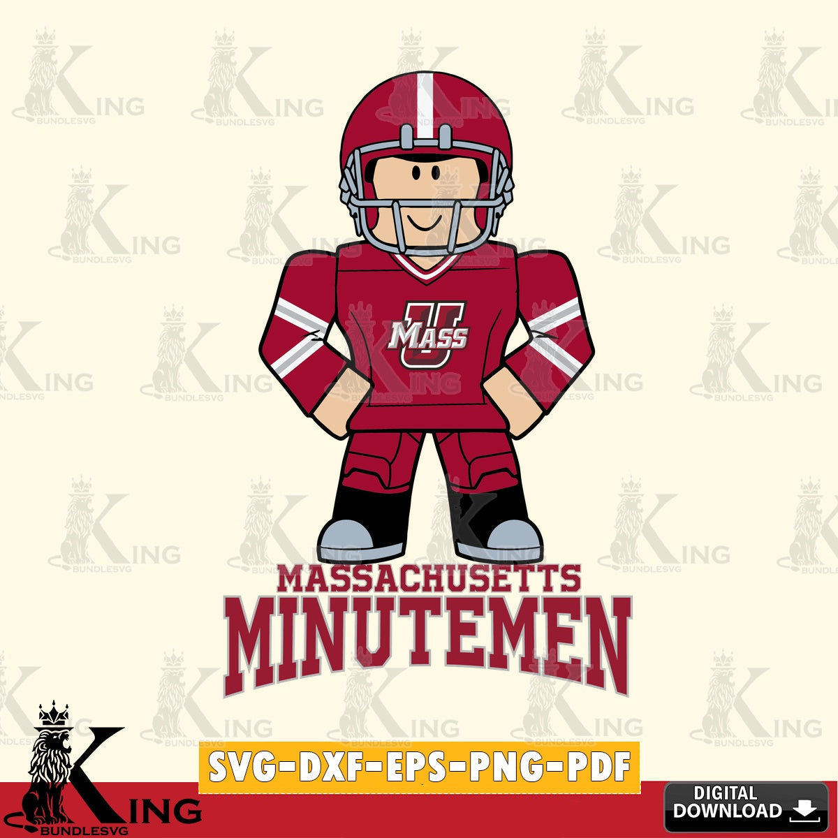 Massachusetts Minutemen Roblox Cool Football SVG file , NCAA Cricut, File cut , Digital Download , PDF File