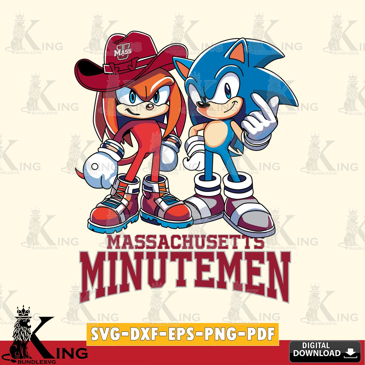 Huge collection of Massachusetts Minutemen Sonic & Knuckles Football Mascot vector SVG PNG files perfect for Cricut and