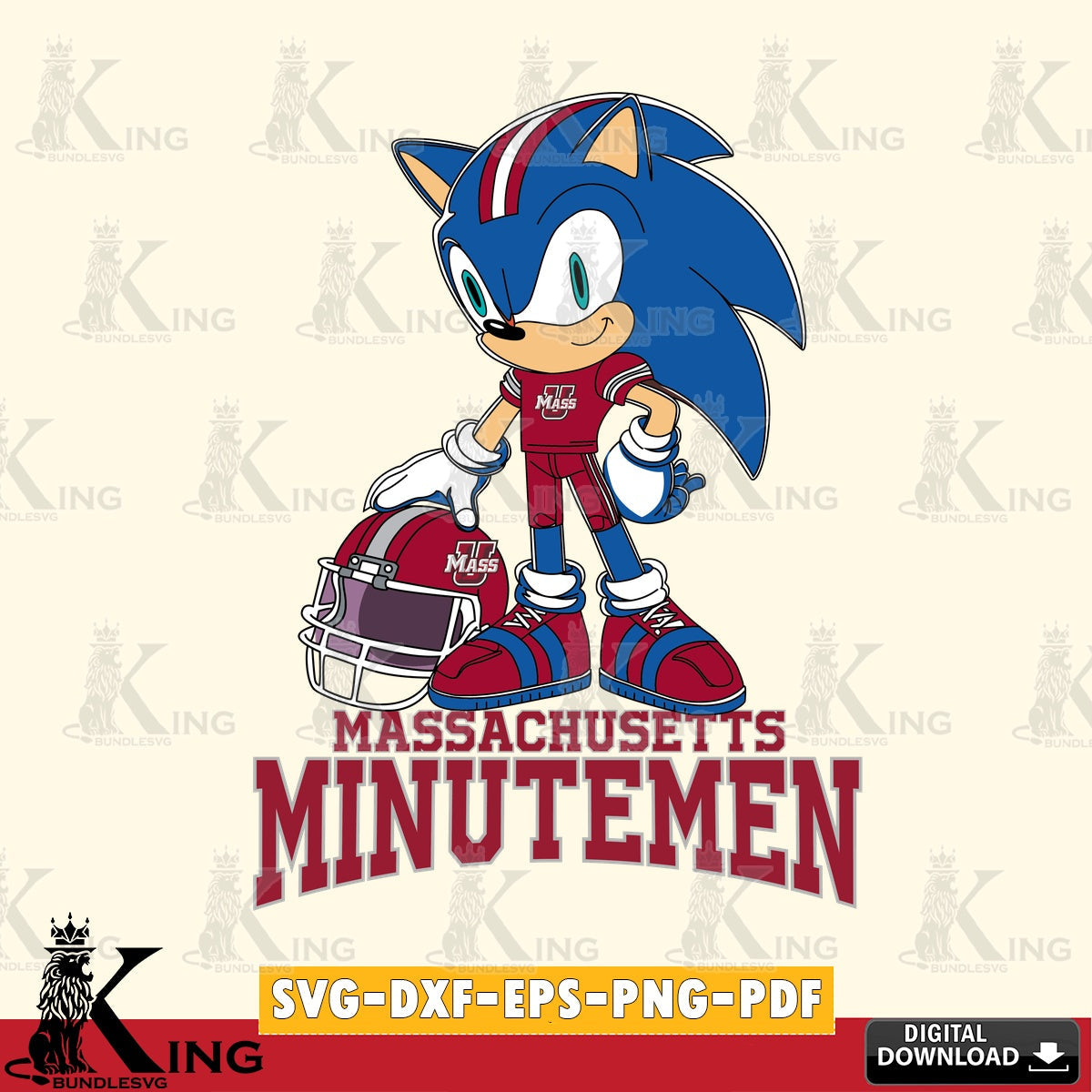 Massachusetts Minutemen Sonic Player Football SVG file, Vector , Digital Download , PDF File , Instant Download
