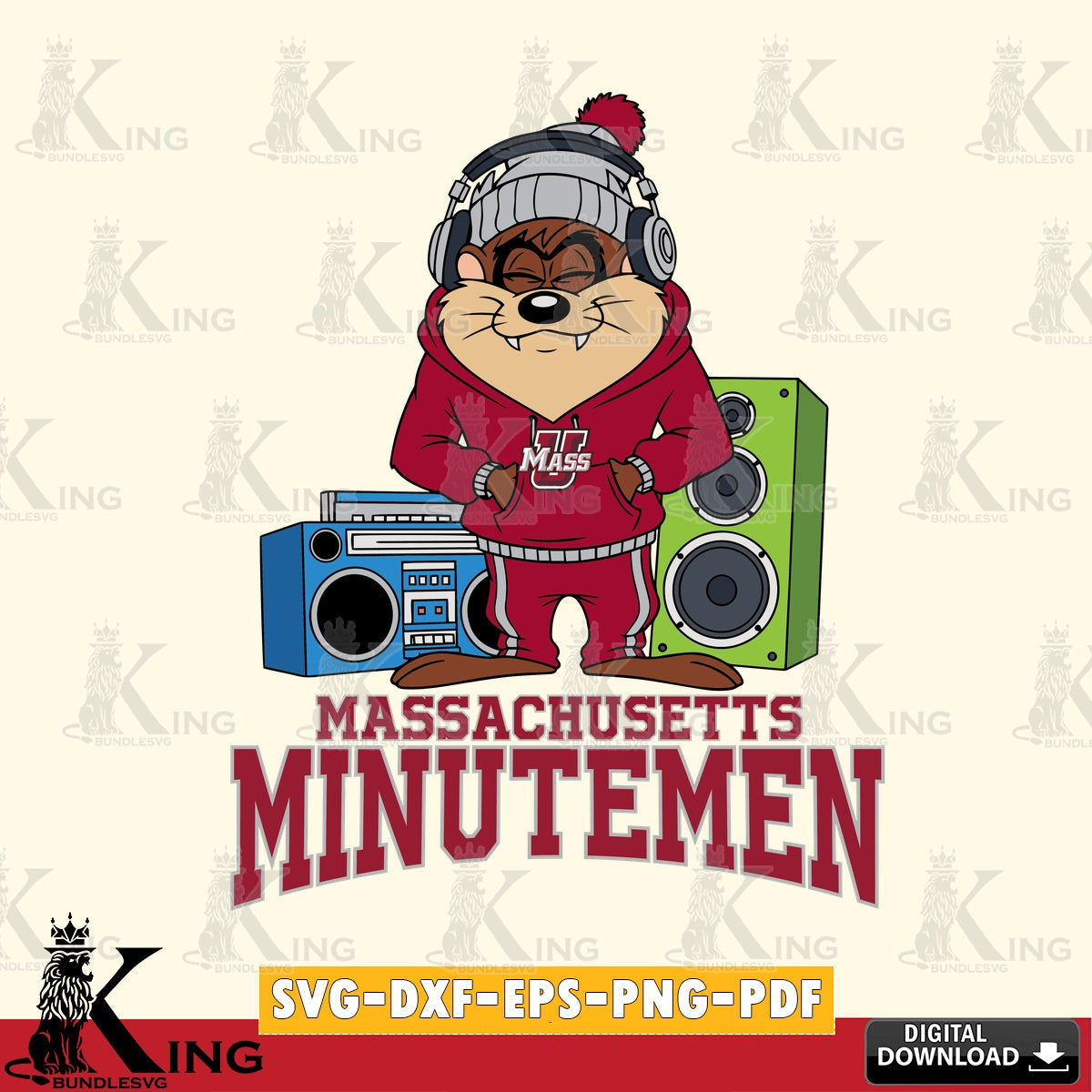 Massachusetts Minutemen Taz Hip Hop SVG file, Cut file , Digital Download , Instant Download, Taz svg, NCAA svg