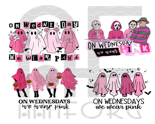 Mean Girls On Wednesday We Wear Pink Halloween Wednesdays We Wear Pink Png Bundle Horror Film Awareness PNG Best Sublimation Download, for Cricut, Silhouette, digital, file cut
