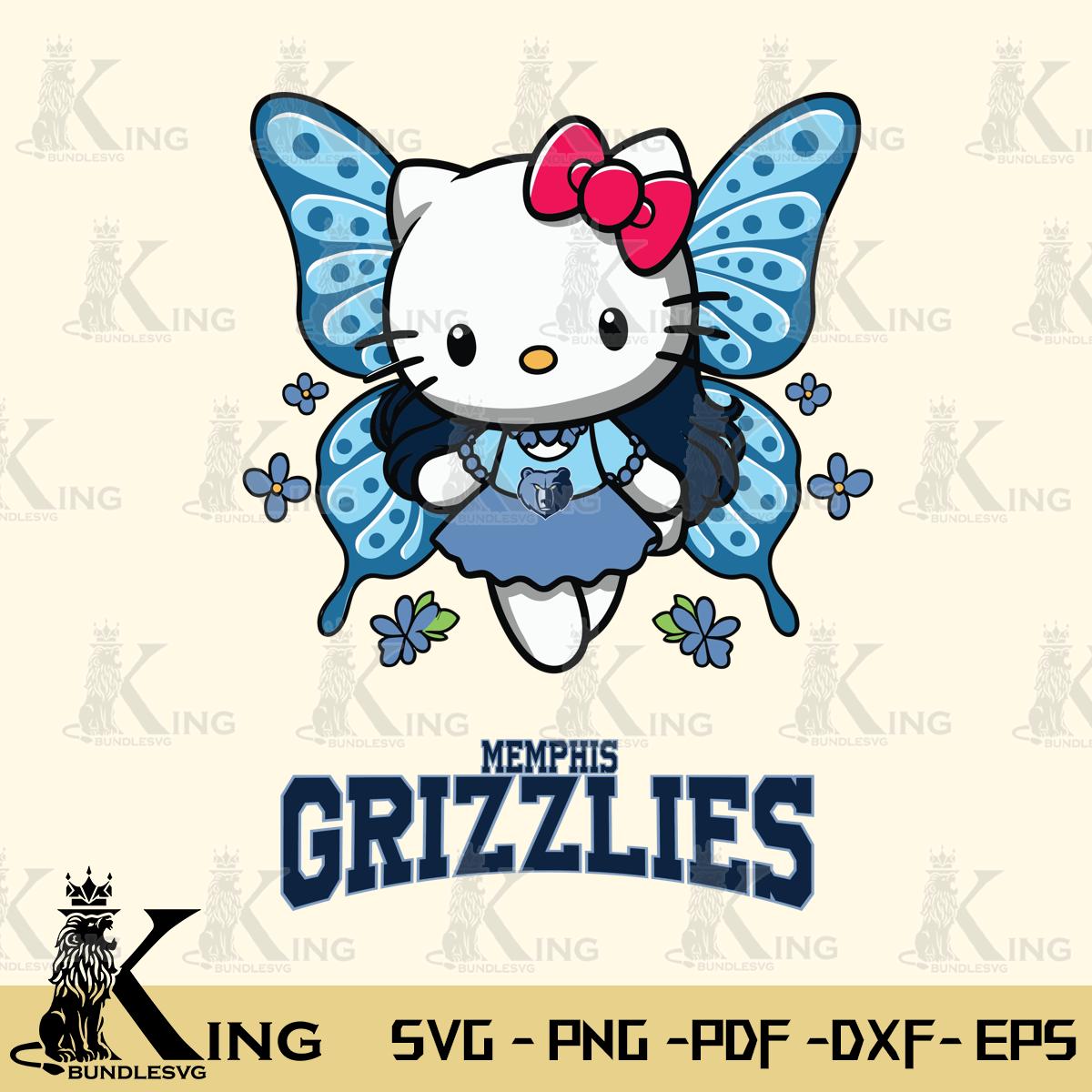 Memphis Grizzlies Butterfly Kitty Charm Svg Eps Dxf Png File, Digital Download