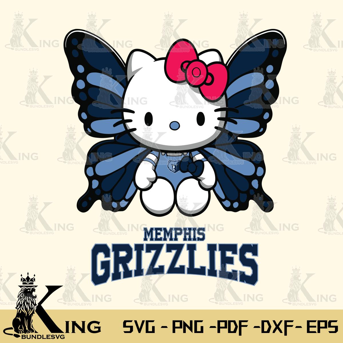 Memphis Grizzlies Butterfly Kitty Delight Svg Eps Dxf Png File, Digital Download