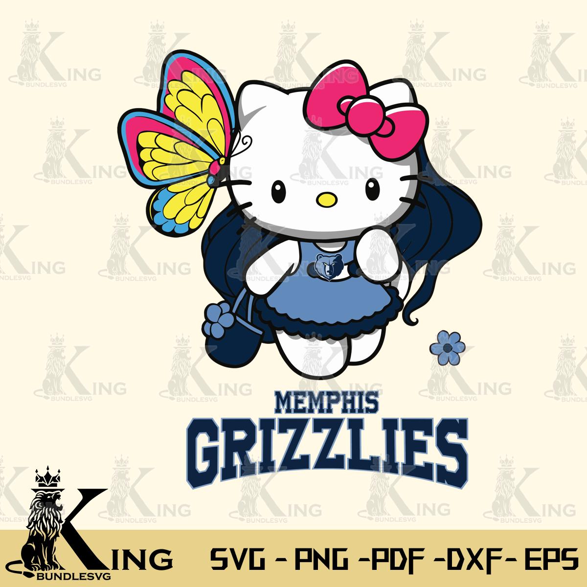Memphis Grizzlies Kitty Cartoon Svg Eps Dxf Png File, Digital Download