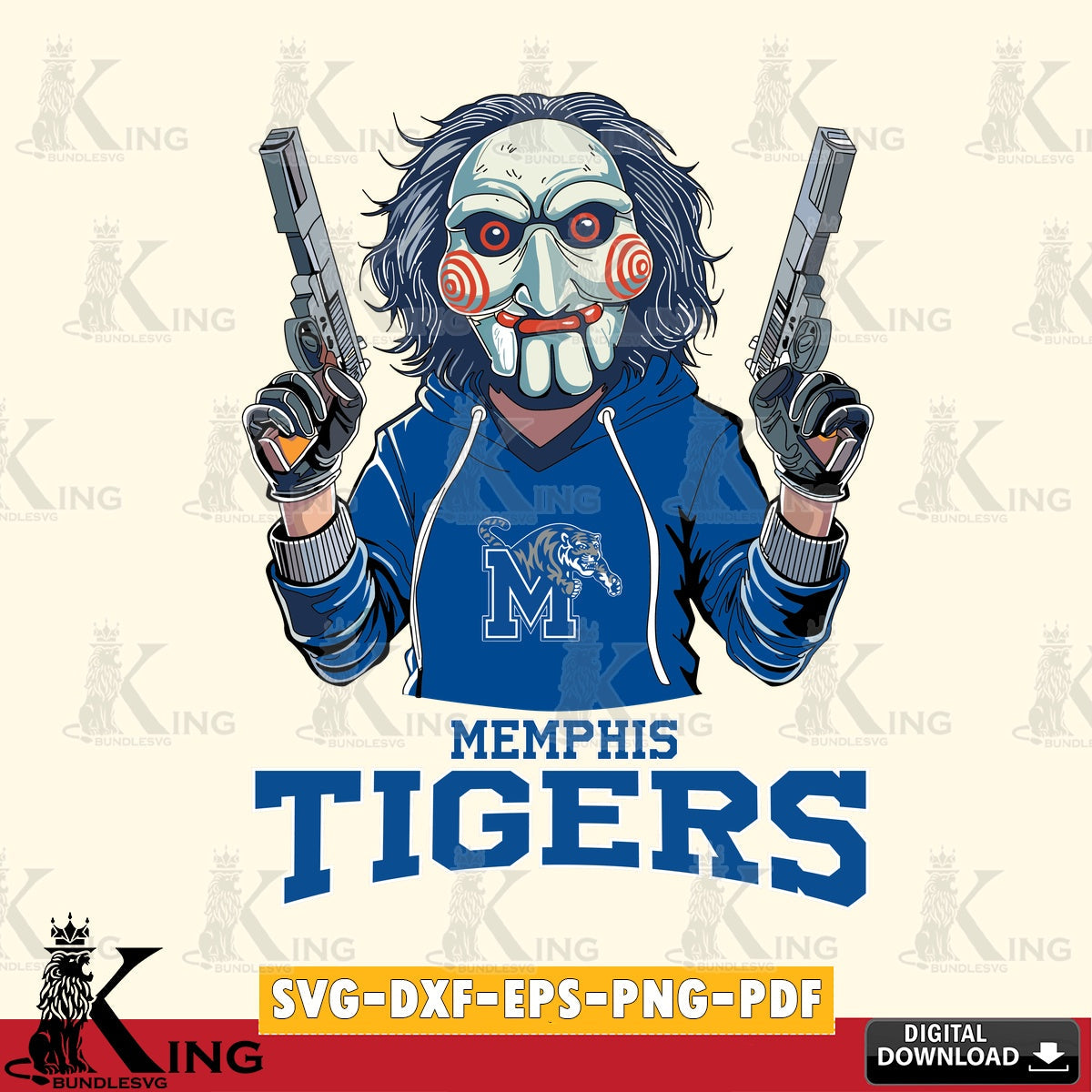 Stylish representation of Memphis Tigers Jigsaw Billy Football, cut file ideal for vinyl projects and T-shirt printing