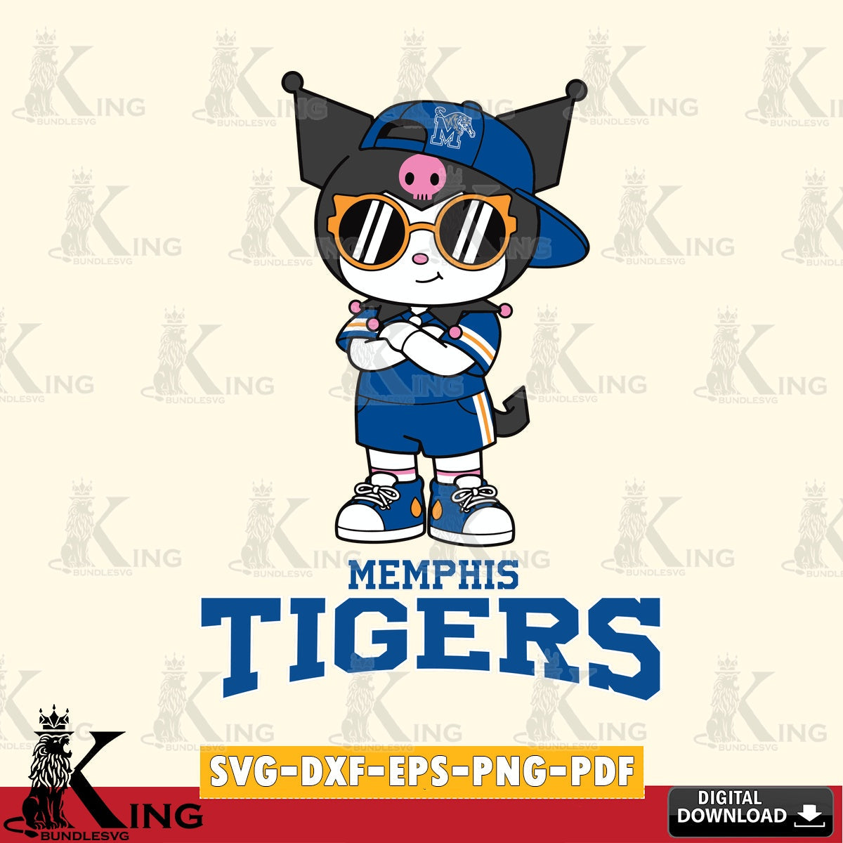 Memphis Tigers Kuromi Football Jersey SVG file, Cricut, Cut file , Digital Download , Instant Download, Sanrio svg, Clipart