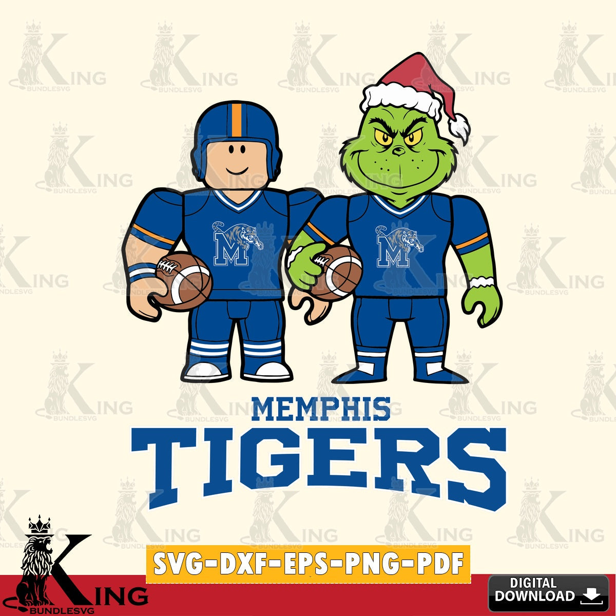 Memphis Tigers Roblox & Grinch Football SVG file , NCAA Cricut, File cut , Digital Download , PDF File