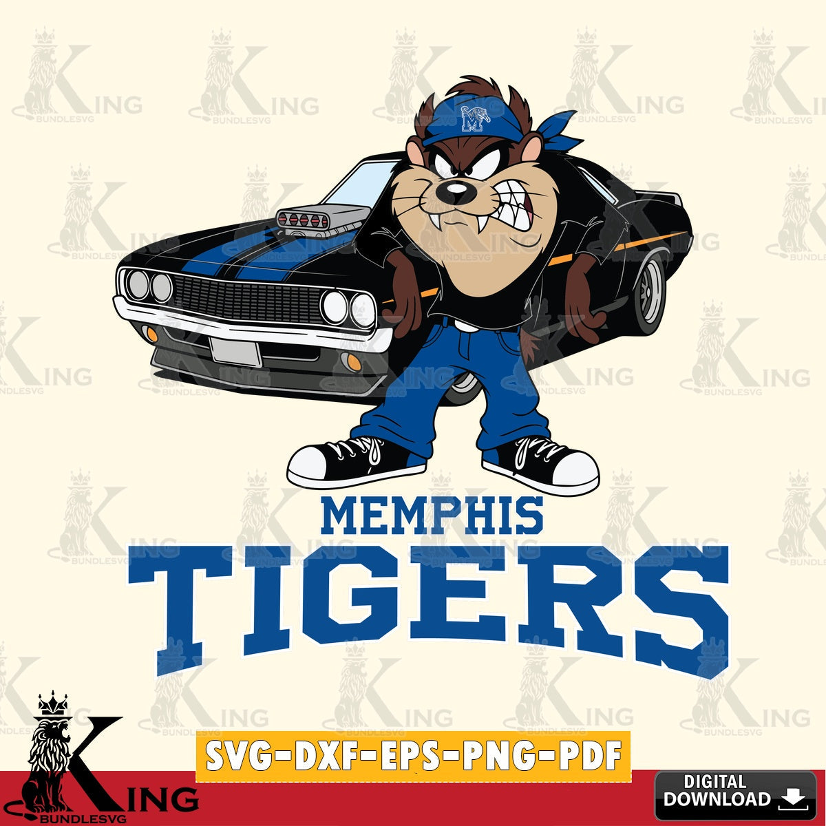 Memphis Tigers Taz Racing Car SVG file, Cut file , Digital Download , Instant Download, Taz svg, NCAA svg