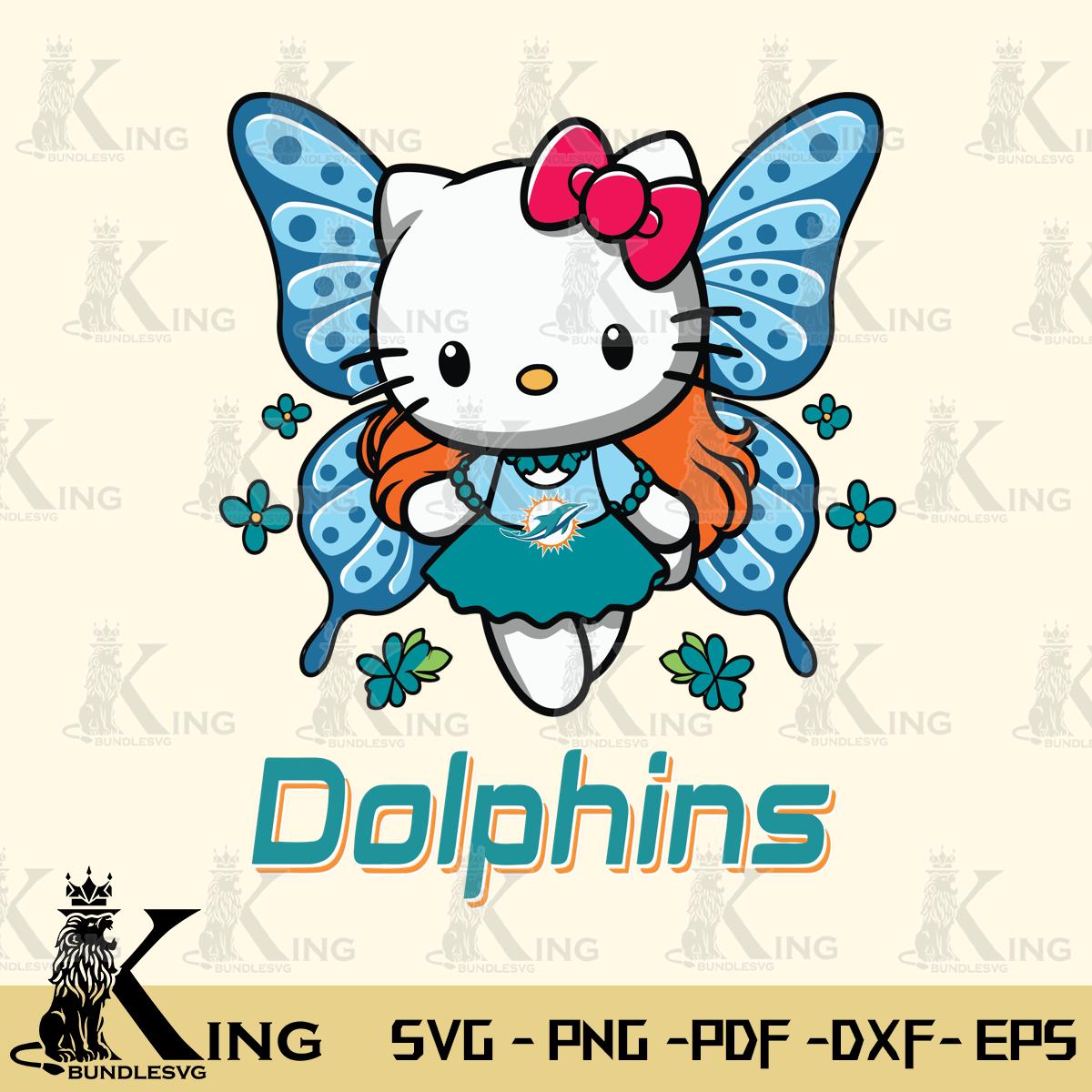 Miami Dolphins Butterfly Kitty Charm Svg Eps Dxf Png File, Digital Download