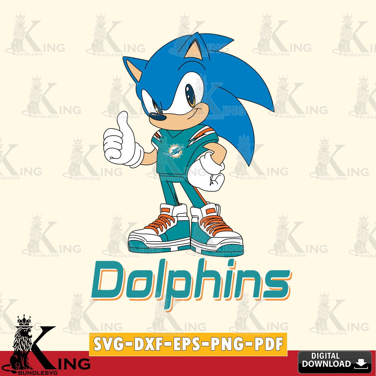 Eye-catching graphic of a Miami Dolphins Sonic Like Football, a digital file for silhouette cameo and cricut projects.