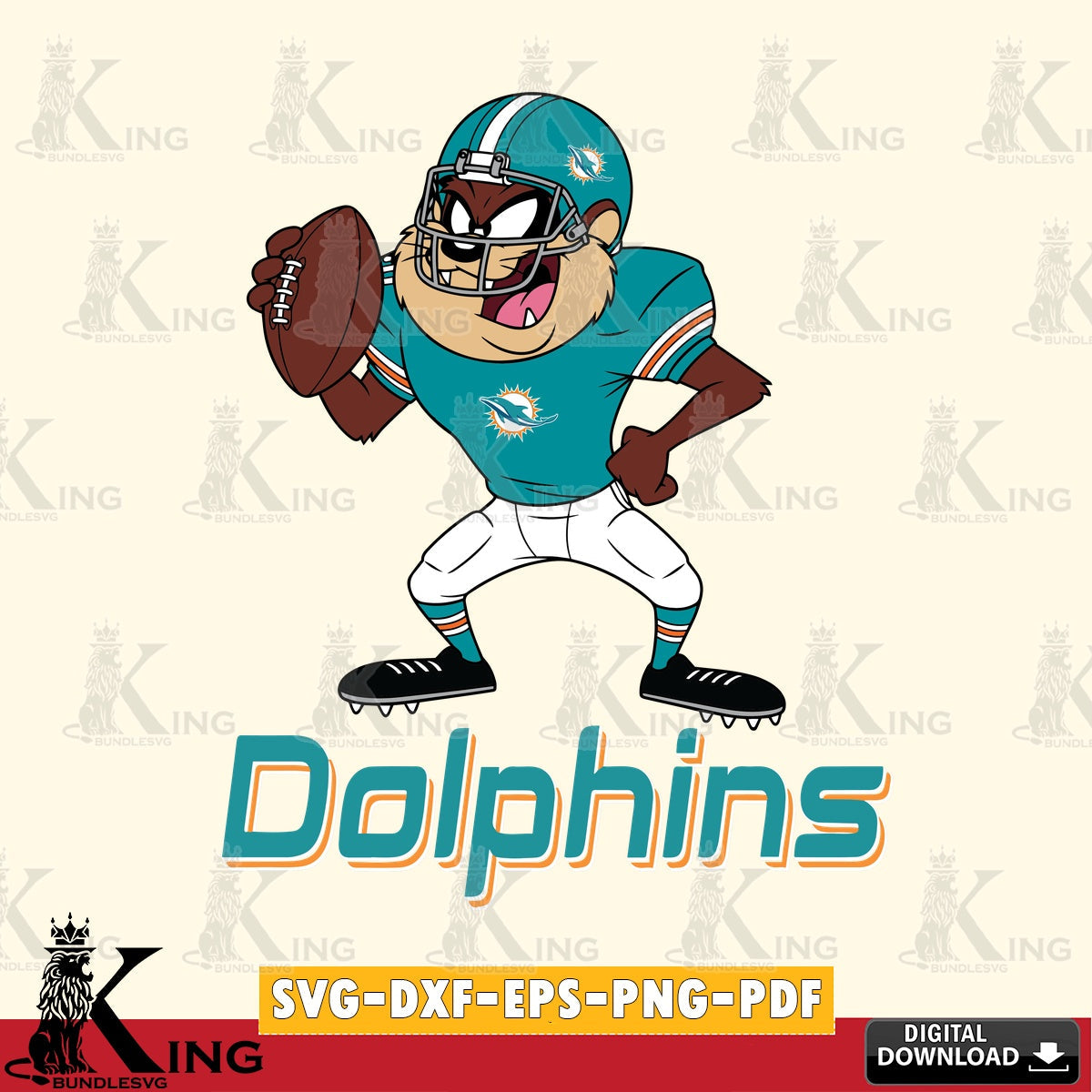 Miami Dolphins Taz Football Player Cut file , Digital Download , Instant Download, Looney Tunes svg, Football svg
