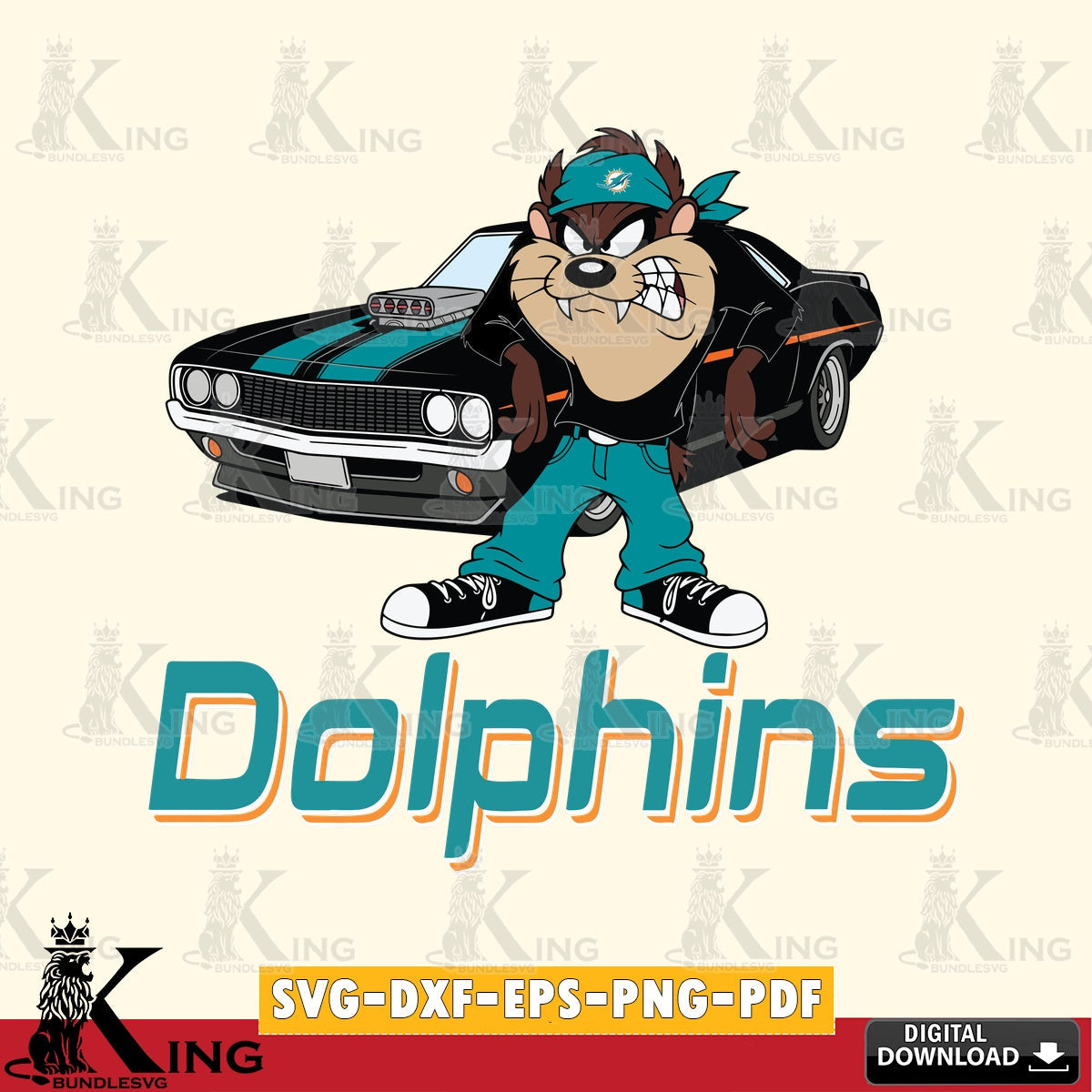 Miami Dolphins Taz Racing Car Cut file , Digital Download , Instant Download, Looney Tunes svg, Football svg
