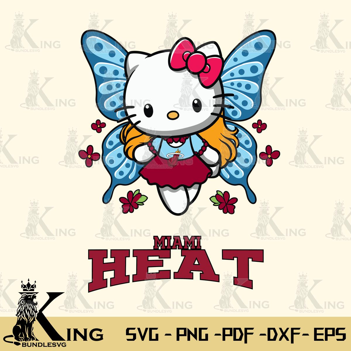 Miami Heat Butterfly Kitty Charm Svg Eps Dxf Png File, Digital Download