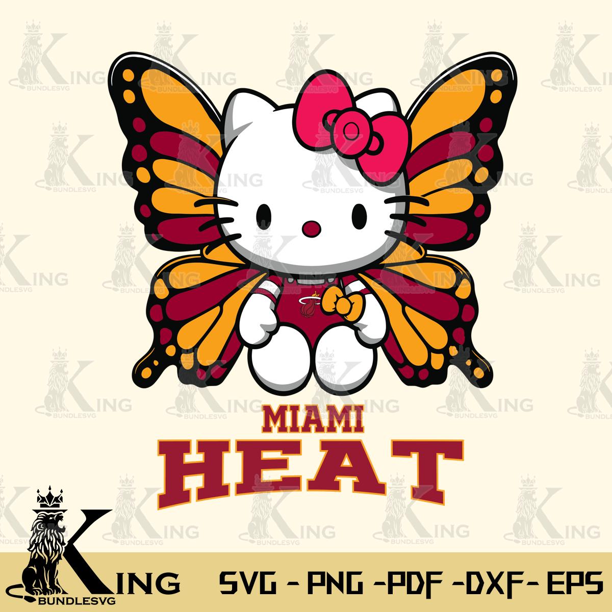 Miami Heat Butterfly Kitty Delight Svg Eps Dxf Png File, Digital Download