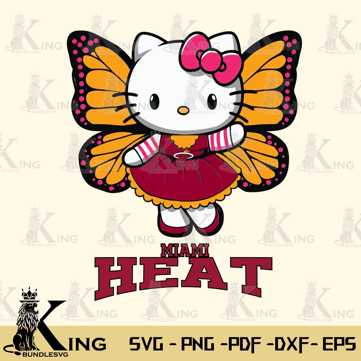 Miami Heat Whimsical Kitty Wings Svg Eps Dxf Png File, Digital Download