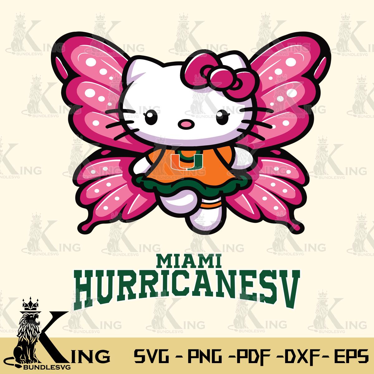 Miami Hurricanes Hello Kitty Dreamscape Svg Eps Dxf Png File, Digital Download