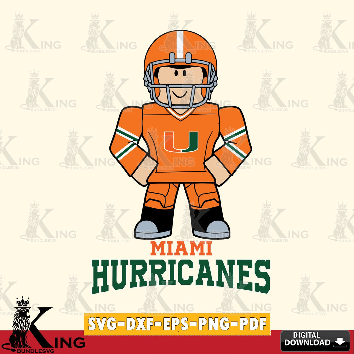 Miami Hurricanes Roblox Cool Football SVG file , NCAA Cricut, File cut , Digital Download , PDF File