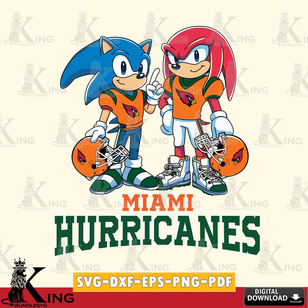 Miami Hurricanes Sonic And Knuckles Football SVG file, Vector , Digital Download , PDF File , Instant Download