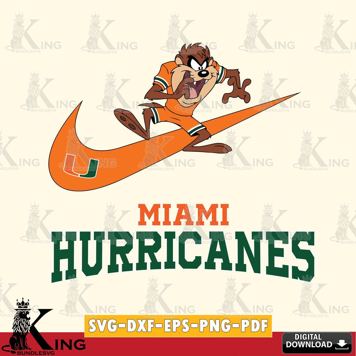 Miami Hurricanes Taz Football Nike SVG file, Cut file , Digital Download , Instant Download, Taz svg, NCAA svg