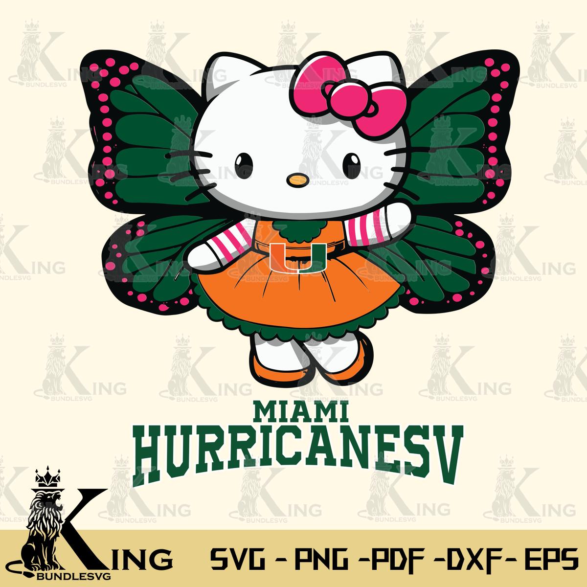 Miami Hurricanes Whimsical Kitty Wings Svg Eps Dxf Png File, Digital Download