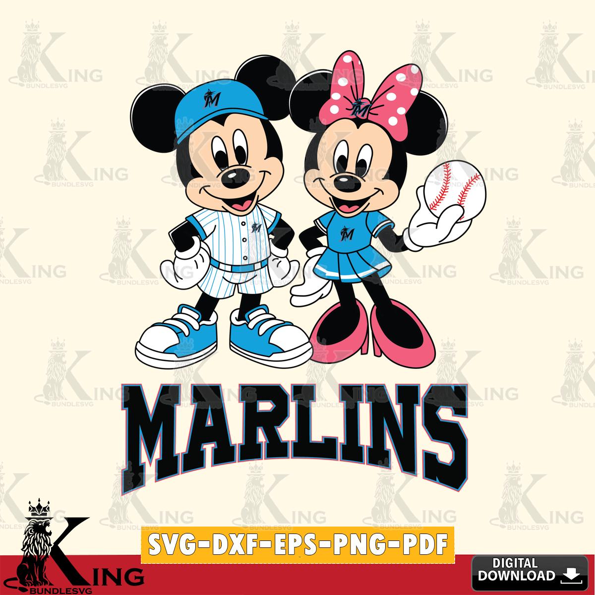 Miami Marlins Baseball Mickey Minnie Mouse SVG File, MLB for Cricut, Silhouette, Digital Download , file cut
