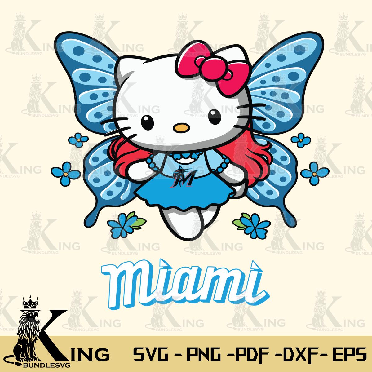 Miami Marlins Butterfly Kitty Charm Svg Eps Dxf Png File, Digital Download