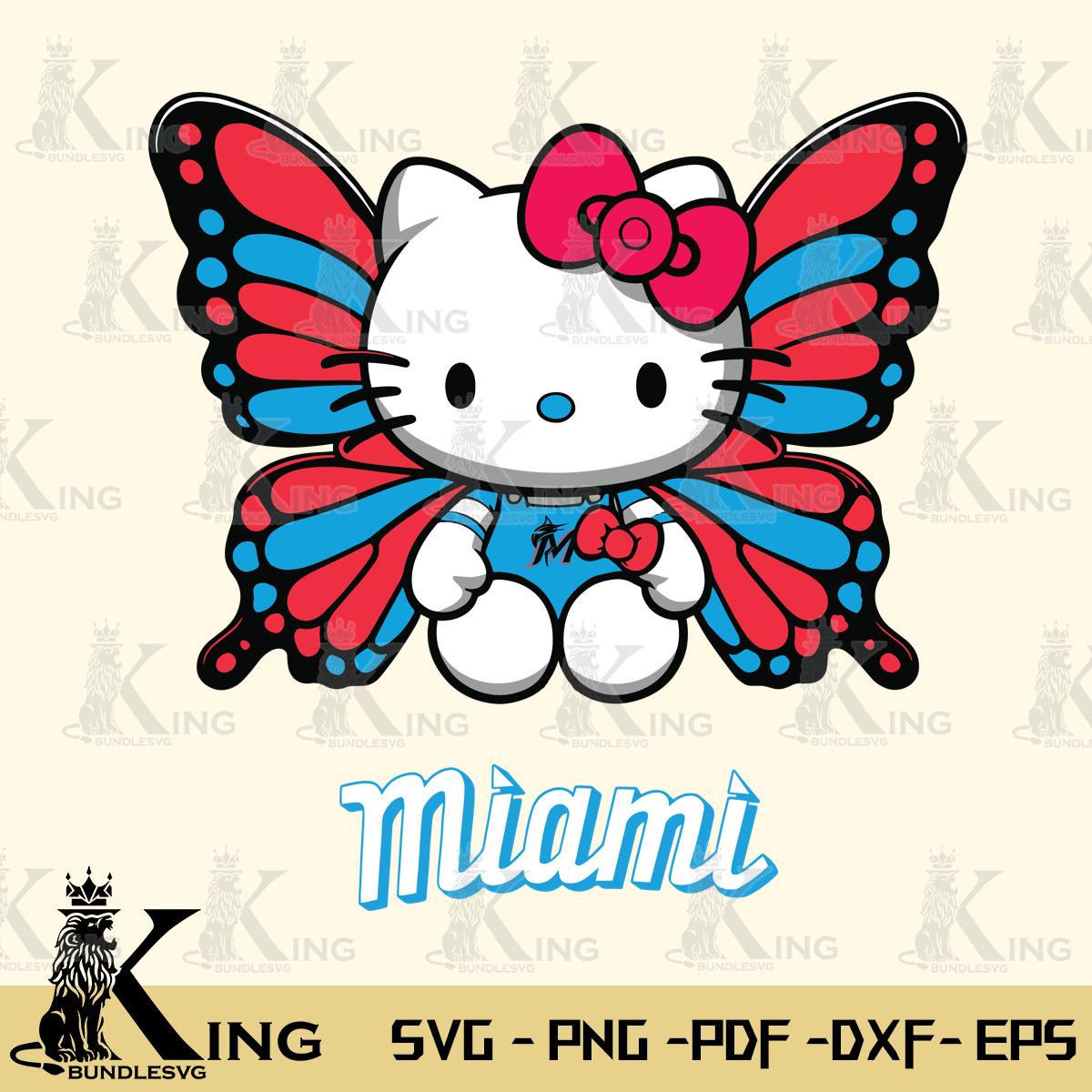Miami Marlins Butterfly Kitty Delight Svg Eps Dxf Png File, Digital Download