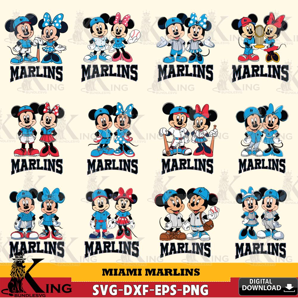 Miami Marlins Mickey Minnie MLB Bundle SVG DXF EPS PNG PDF, MLB for Cricut, Silhouette, Digital Download , file cut