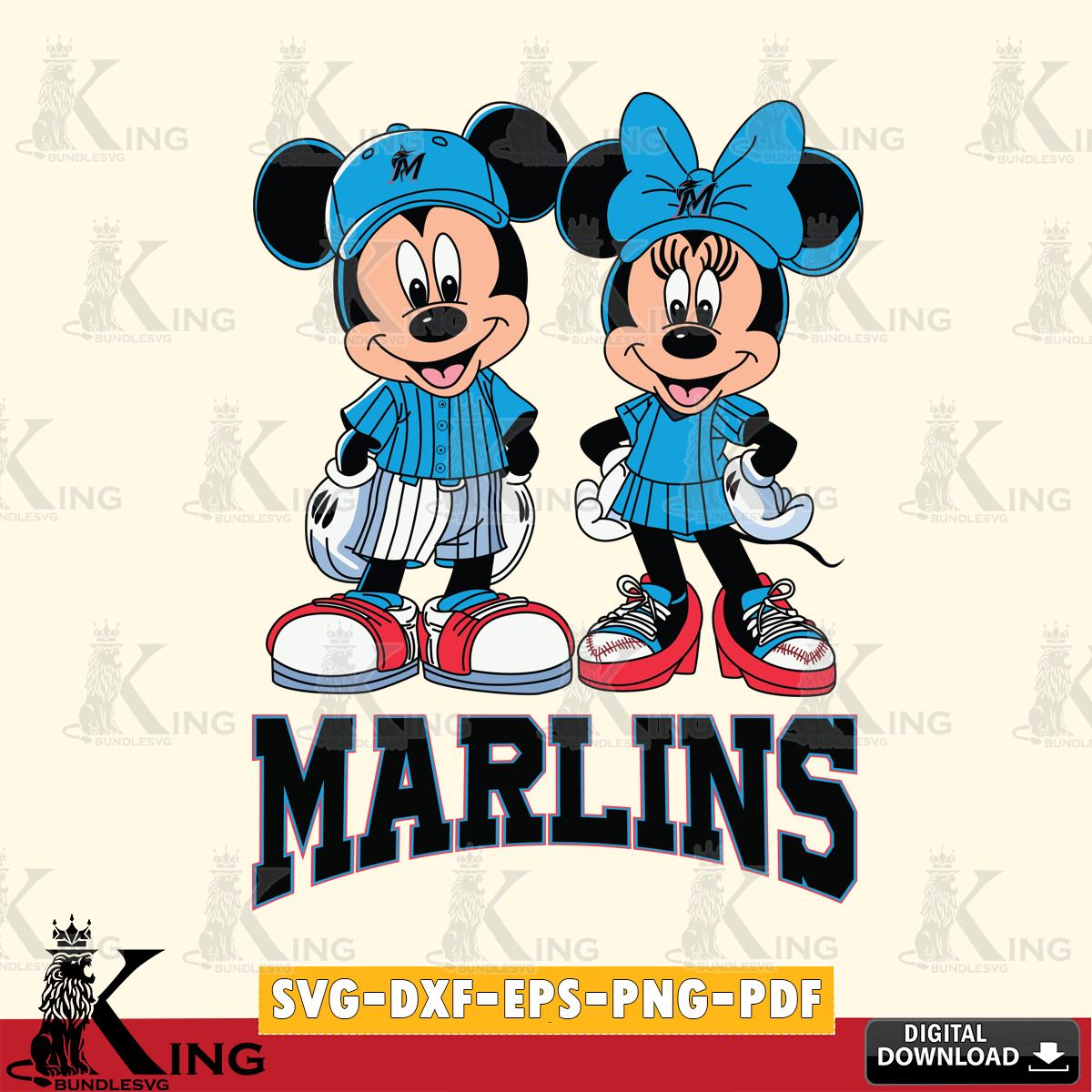 Miami Marlins Mickey Minnie Mouse Fan SVG File, MLB for Cricut, Silhouette, Digital Download , file cut
