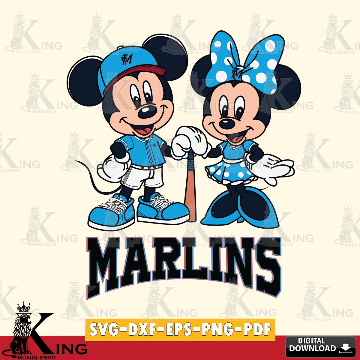 Miami Marlins Mickey Minnie Mouse Sport SVG File, MLB for Cricut, Silhouette, Digital Download , file cut
