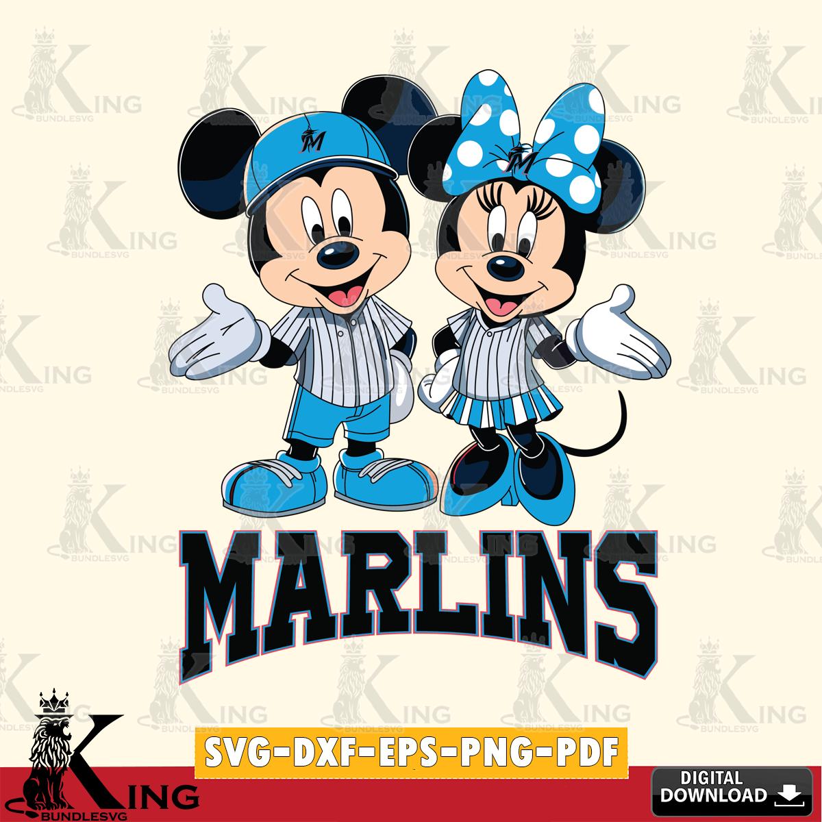 Miami Marlins Mickey Minnie couple SVG File, MLB for Cricut, Silhouette, Digital Download , file cut