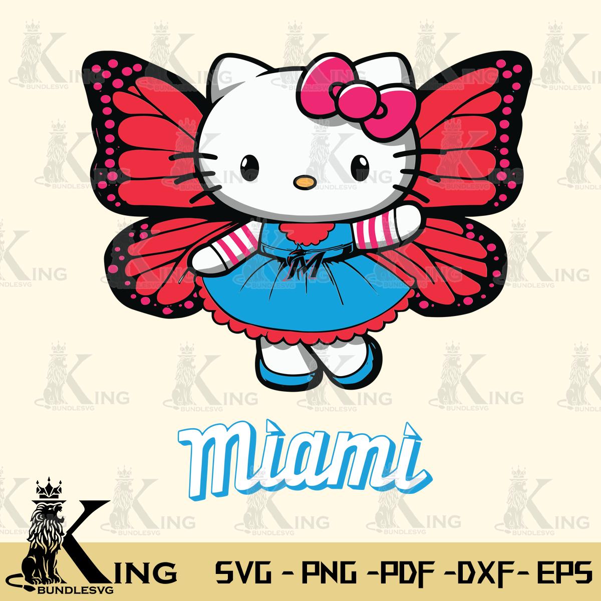 Miami Marlins Whimsical Kitty Wings Svg Eps Dxf Png File, Digital Download