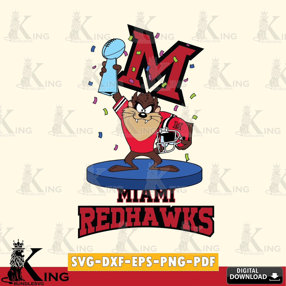 Miami RedHawks Taz Trophy Podium SVG file, Cut file , Digital Download , Instant Download, Taz svg, NCAA svg