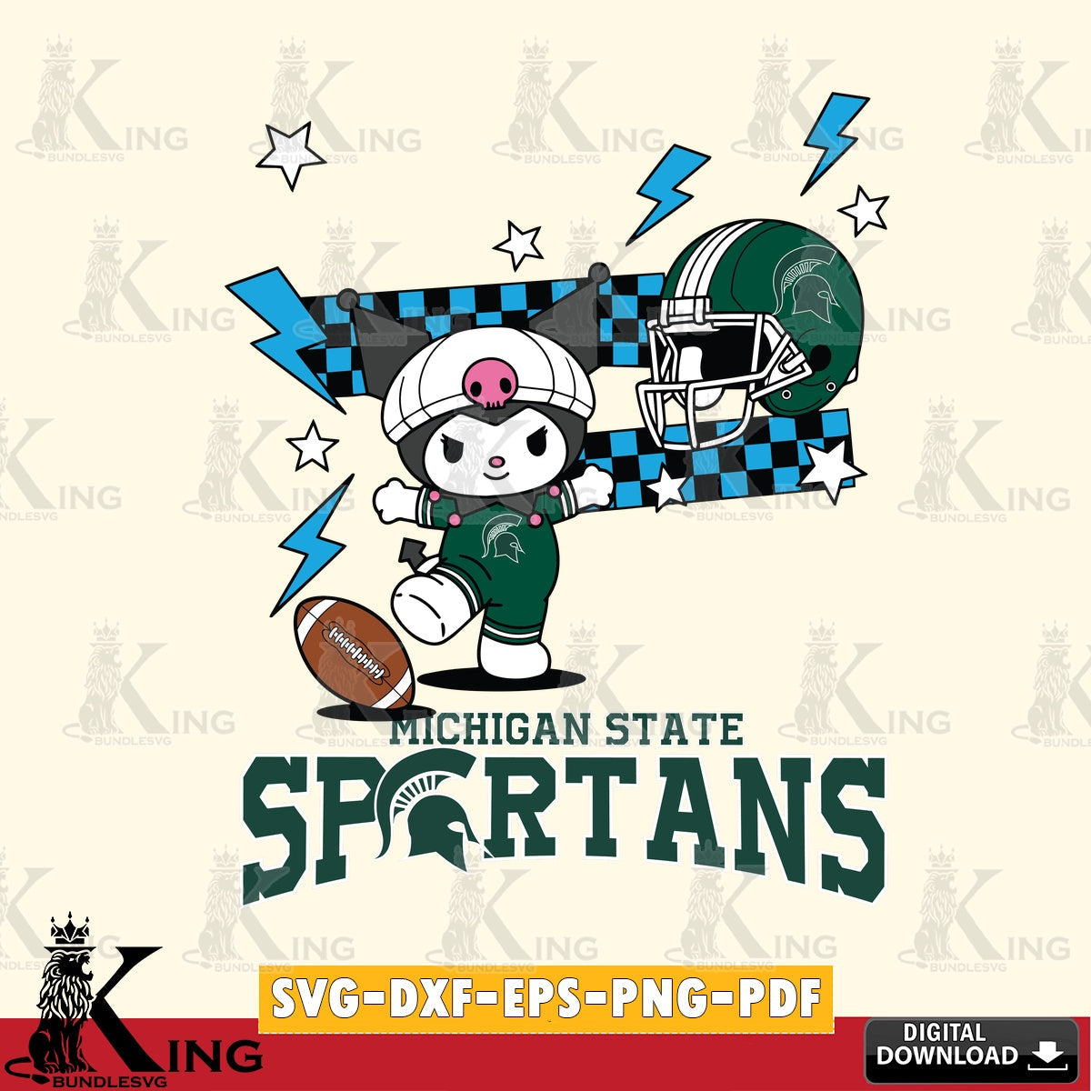 Michigan State Spartans Kuromi Game Day SVG file, Cricut, Cut file , Digital Download , Instant Download, Sanrio svg, Clipart