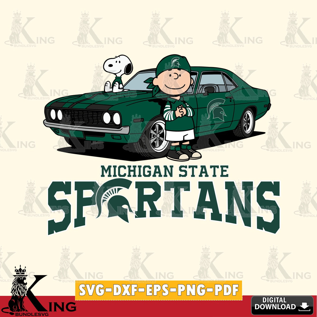 Michigan State Spartans Peanuts Muscle Car SVG, Cricut, Cut file , Digital Download , Instant Download, Peanuts svg, NCAA svg, Football svg, Sport svg