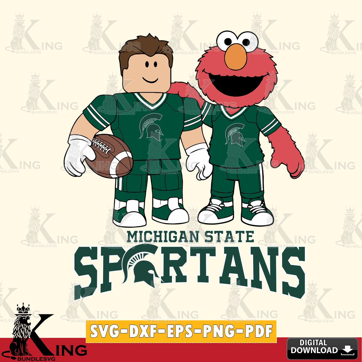 Michigan State Spartans Roblox & Elmo Football SVG file , NCAA Cricut, File cut , Digital Download , PDF File