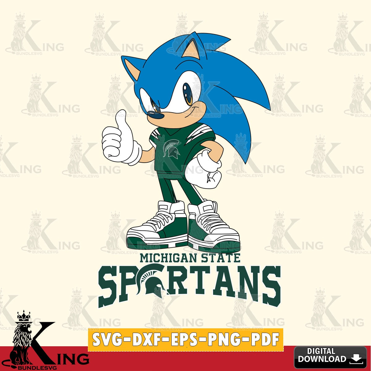 Beautiful illustration of Michigan State Spartans Sonic Like Football, a cut file ideal for vinyl projects and T-shirt printing