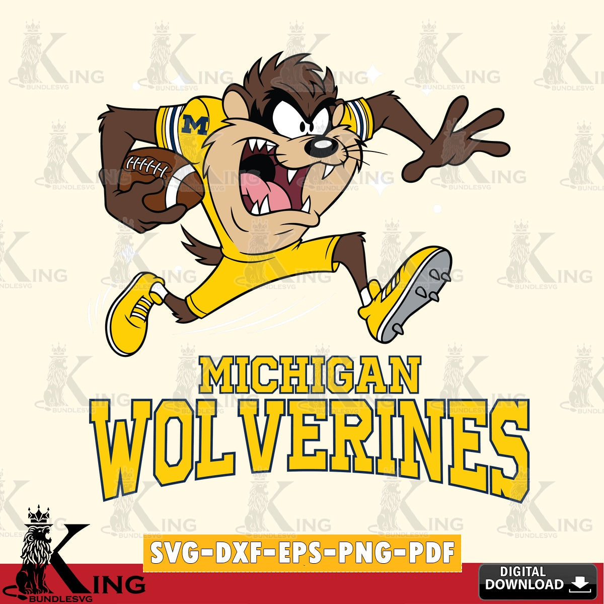Michigan Wolverines Angry Taz Football SVG file, Cut file , Digital Download , Instant Download, Taz svg, NCAA svg