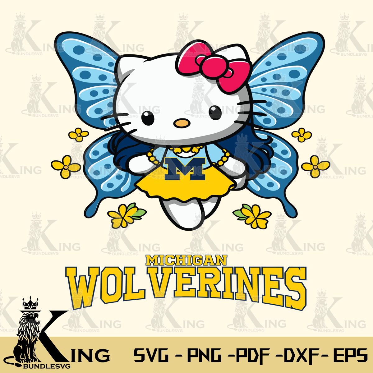 Michigan Wolverines Butterfly Kitty Charm Svg Eps Dxf Png File, Digital Download