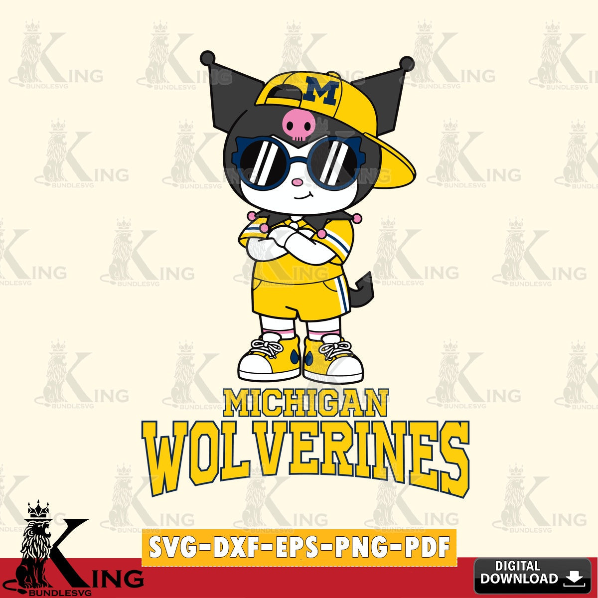Michigan Wolverines Kuromi Football Jersey SVG file, Cricut, Cut file , Digital Download , Instant Download, Sanrio svg, Clipart