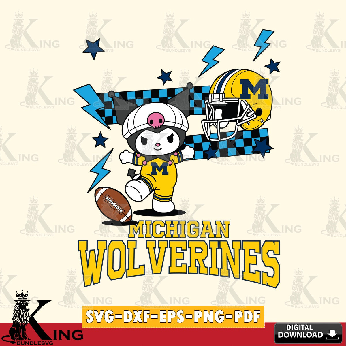 Michigan Wolverines Kuromi Game Day SVG file, Cricut, Cut file , Digital Download , Instant Download, Sanrio svg, Clipart