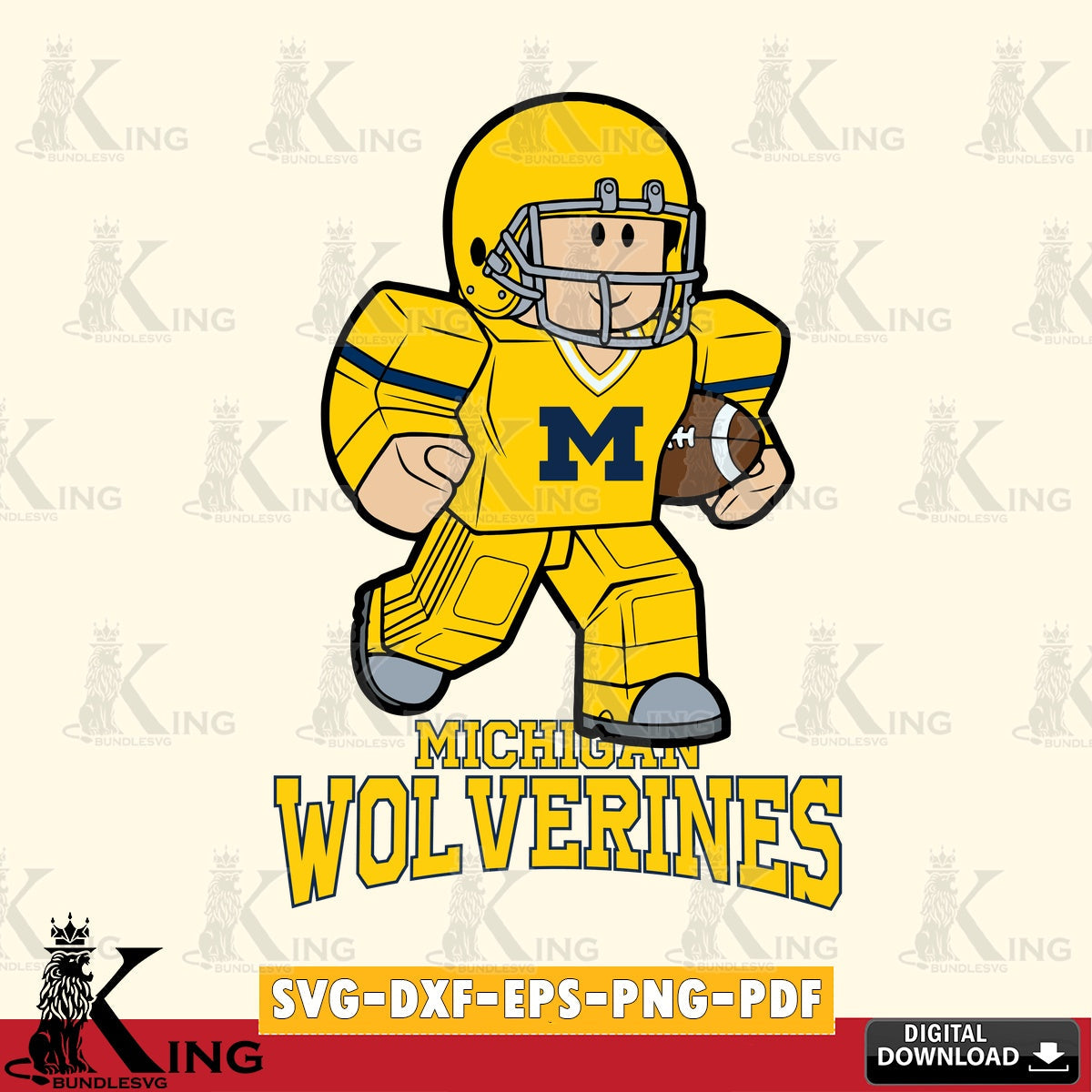 Michigan Wolverines Roblox Player Rugby SVG file , NCAA Cricut, File cut , Digital Download , PDF File