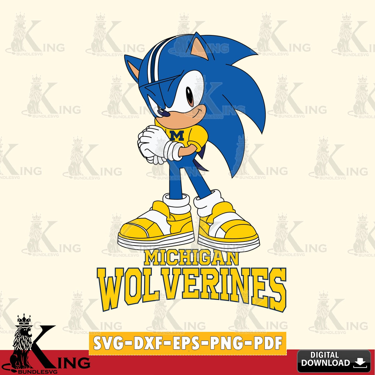 Michigan Wolverines Sonic cute Football SVG file, Vector , Digital Download , PDF File , Instant Download