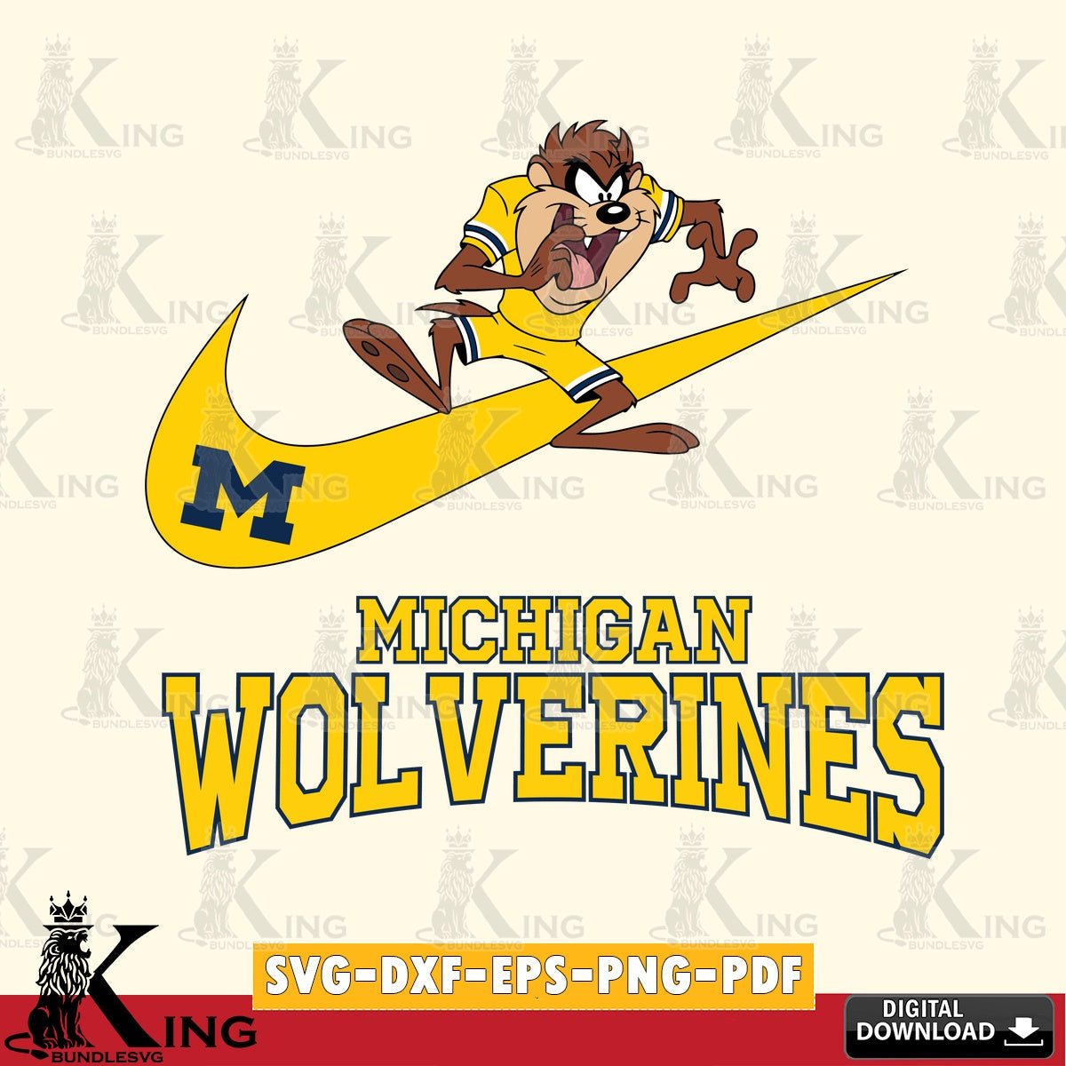 Michigan Wolverines Taz Football Nike SVG file, Cut file , Digital Download , Instant Download, Taz svg, NCAA svg