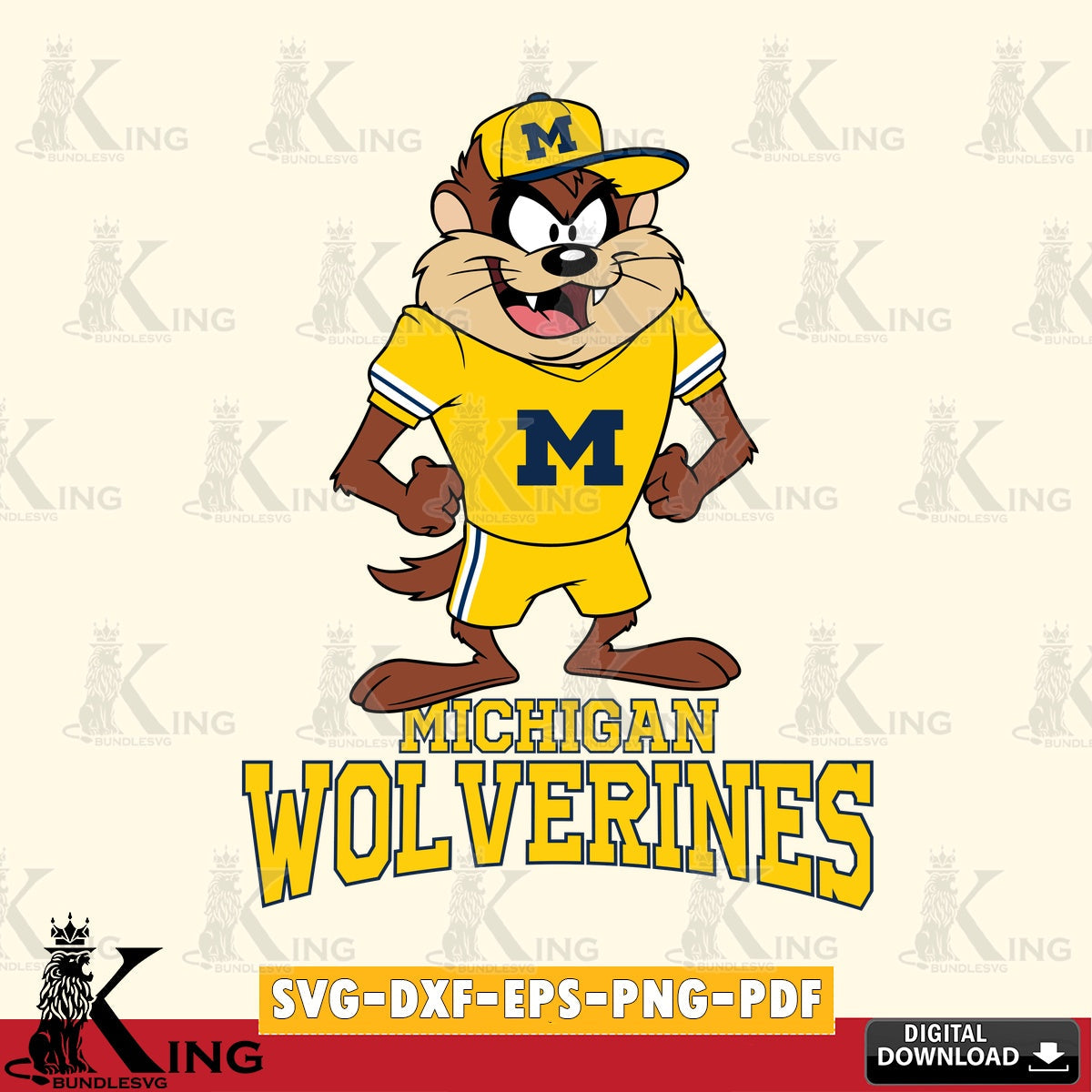 Michigan Wolverines Taz Standing Pose SVG file, Cut file , Digital Download , Instant Download, Taz svg, NCAA svg