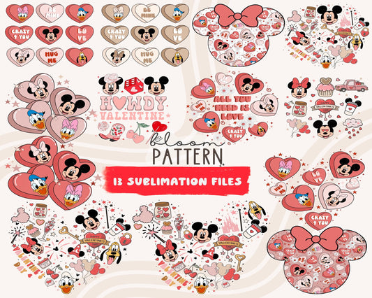 Mickey Mouse Magical Valentines Day Png Bundle, Heart Valentine png, Digital download , Instant Download