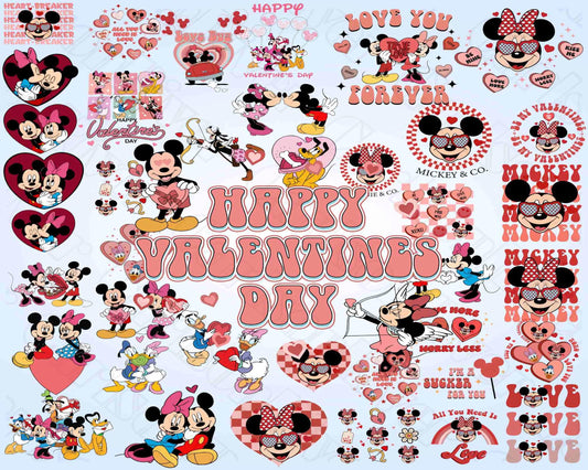 Mickey mouse Valentine Png bundle ,Cartoon Valentine Png Bundle, Be My Valentine Png, Valentine Mouse Story Png Bundle, Digital download , Instant Download